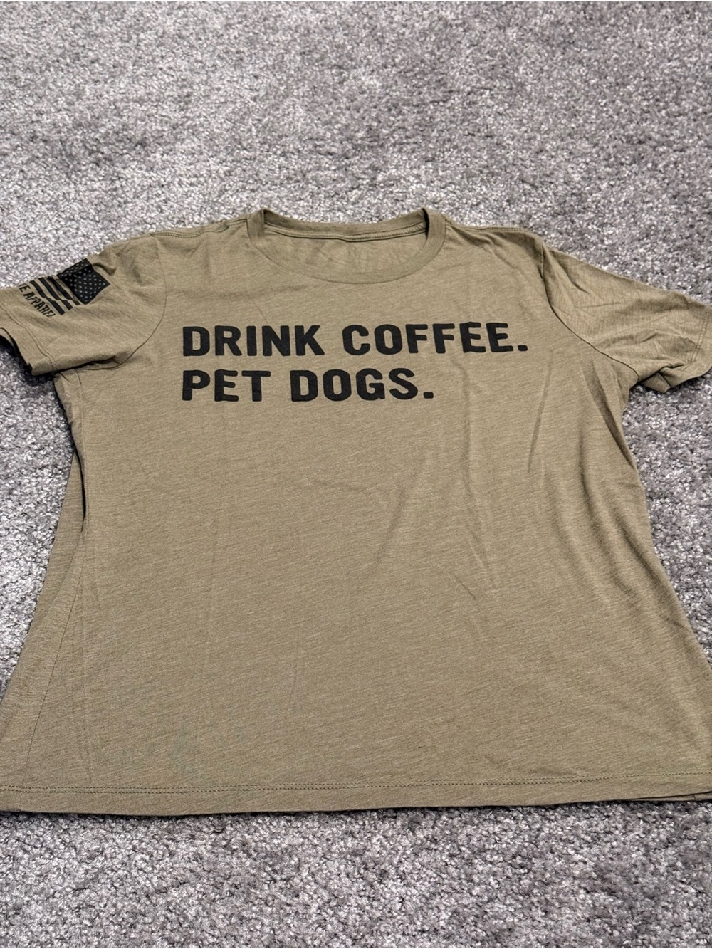 Drink Coffee Pet Dogs Graphic Tee - Olive Green